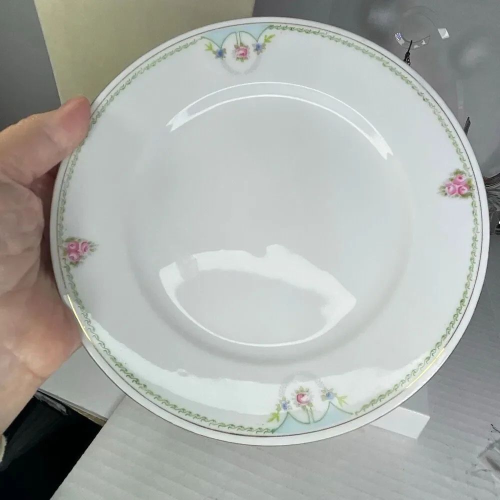 Antique hand painted 8” luncheon plates Noritake N41 rose floral lot of 3.